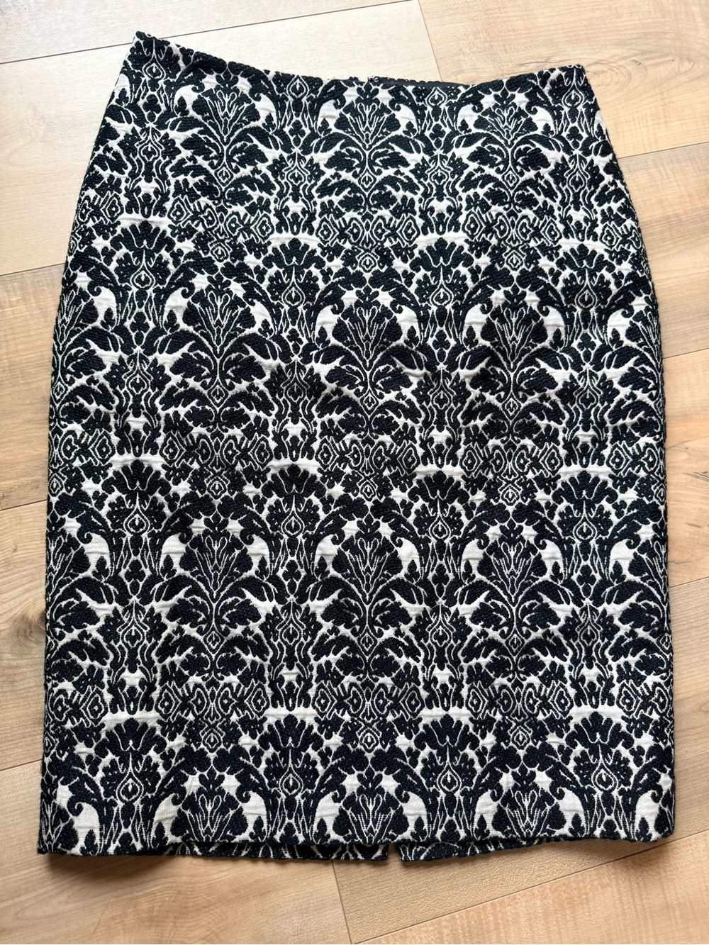 Talbots Black & White Damask Pencil Skirt